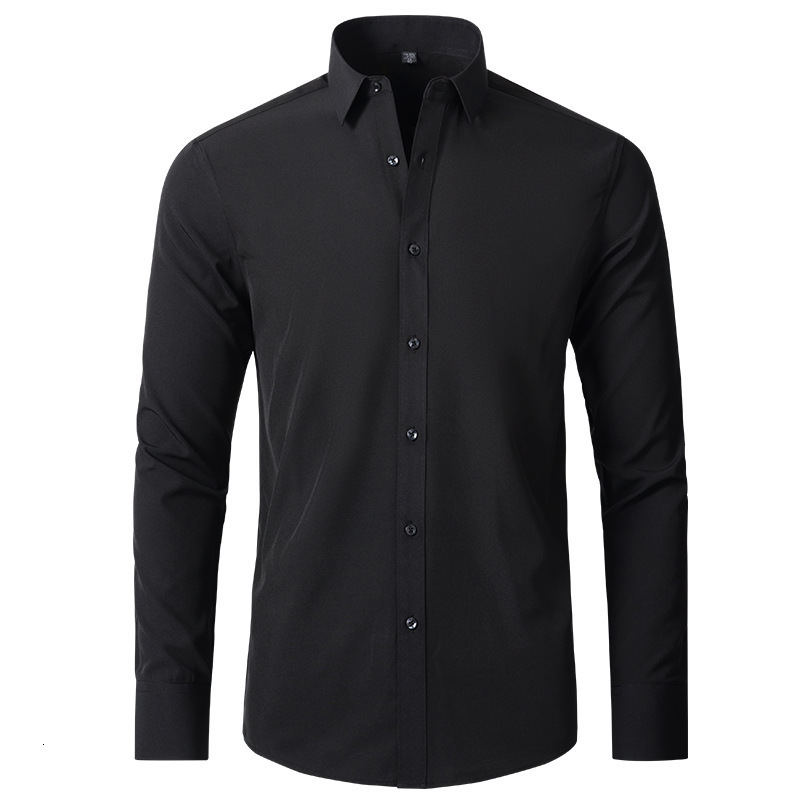 Men's Dress Shirts Micro Stretch Shirt Men Long Sleeve Outdoor 8XL Solid Color Business Long Sleeve Shirt Men Casual Male Social Formal Shirts 23