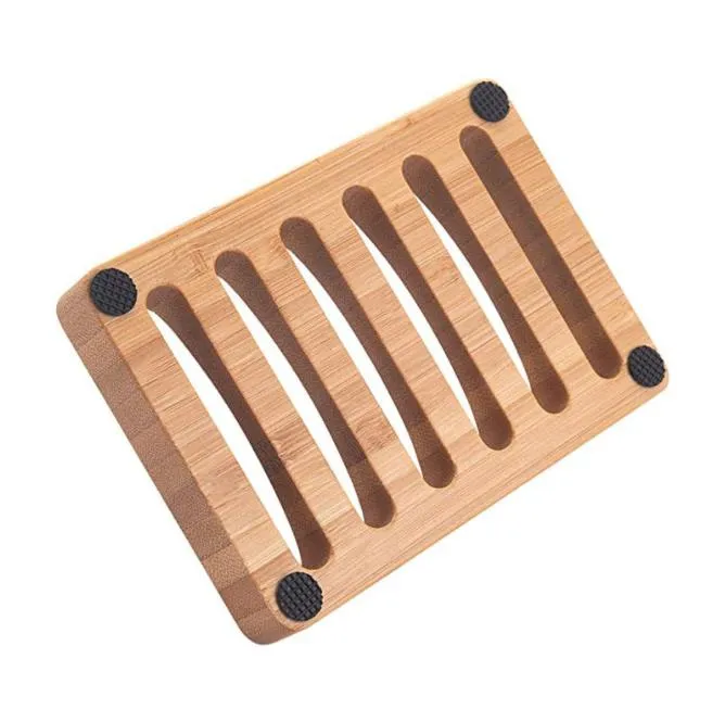 Simple Portable Wooden Natural Bamboo Soap Dishes Tray Holder Storage Soap Rack Plate Box Container Bathroom Soap Dish Storage Box