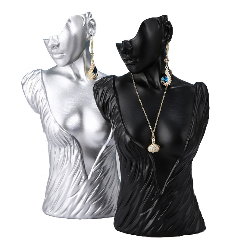 Jewelry Stand Fashion Mannequin Resin Necklace Pendant Earrings Jewelry Display Stand Holder Bangle Watch Jewelry Storage 230728