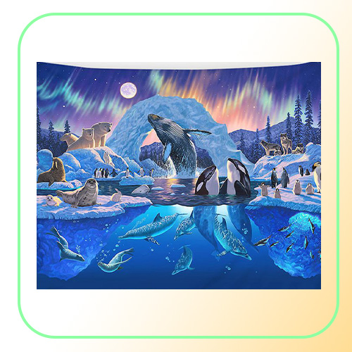 nordic animal wall hanging tapestry decorative wolf cloth home room decor winter farmhouse tenture mural3959841