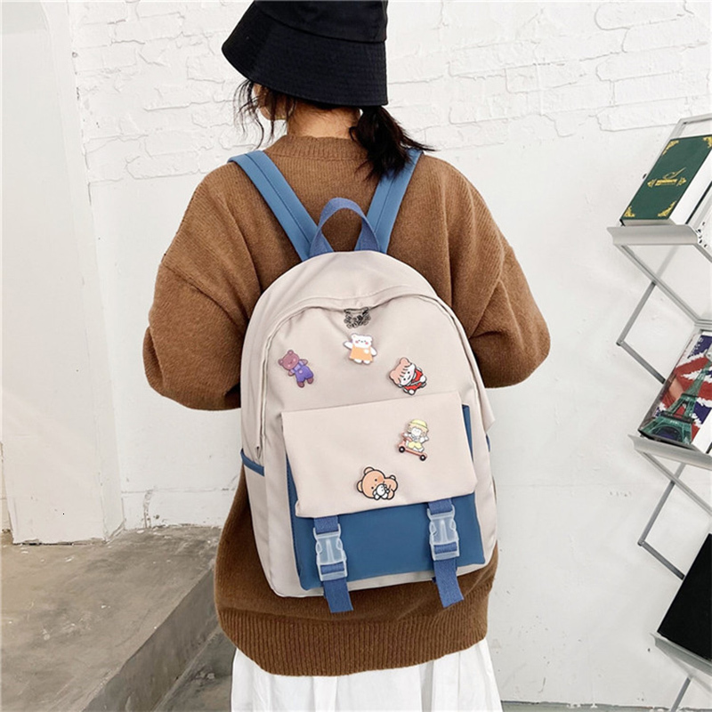 School Bags Female Rucksack Korean Version Harajuku Campus Junior High College Student Backpack Plaid Girl Bag For Bookbag Schoolbag 230729