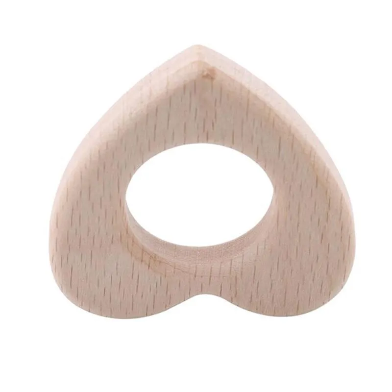 Hot Newborn Gift Baby Wood Teether Wooden Soother Heart Shape Teething Toy Organic Baby Toy Baby Pacify TeetherZZ
