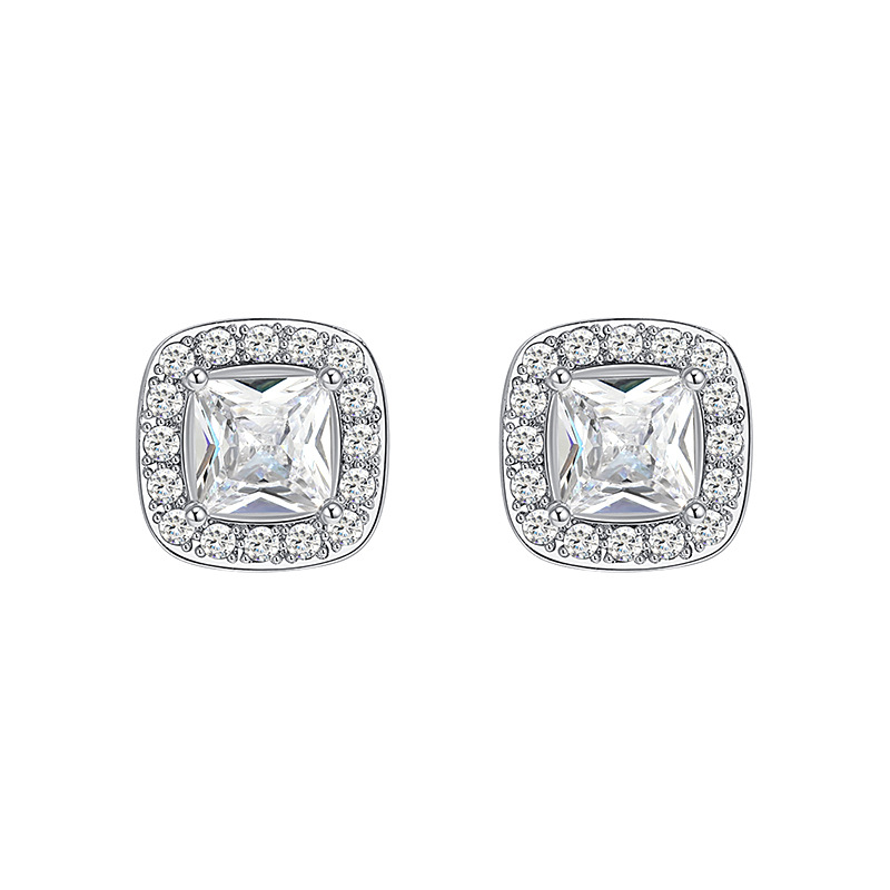 Sparkling Square Design CZ Earrings with Anti-Tarnish Feature for Special Occasions