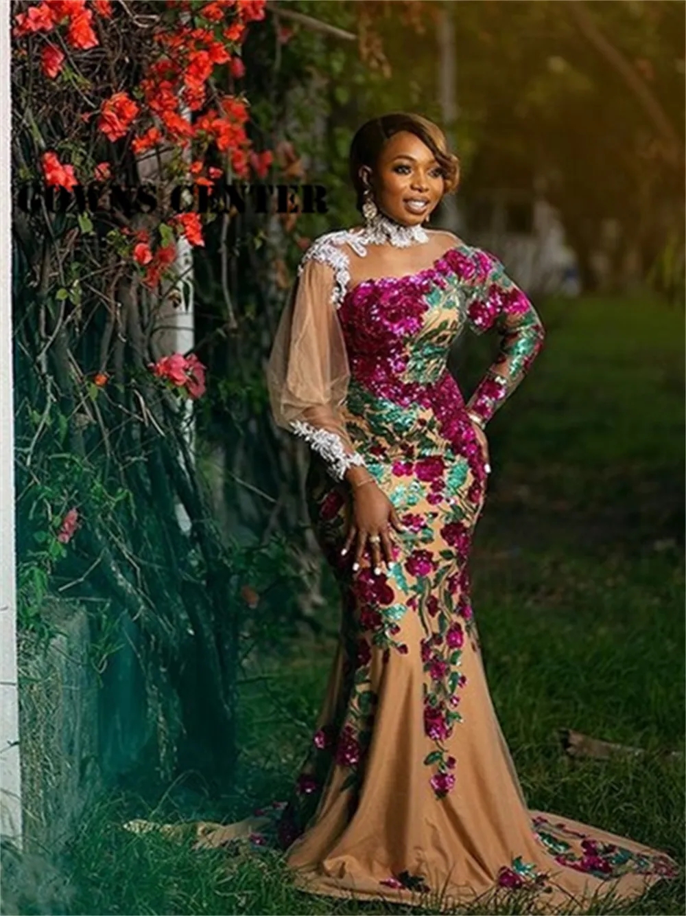 Aso Ebi Style Prom Party Dresses 2023 Sheer Neck Long Sleeves With Sequins Lace Wers Plus Size Formal Evening Ocn Gowns For Arabic Women 322 6660311