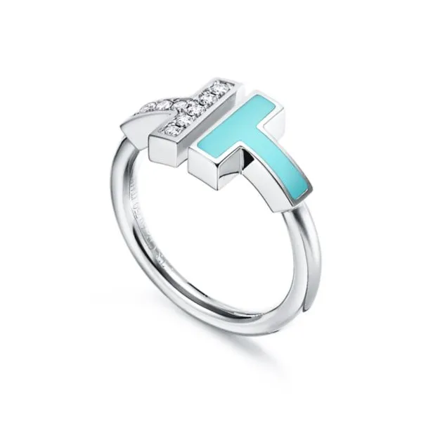t ring luxury rings for women mossanite jewelry 18K gold silver plated Adjustable opening blue shell diamond engagement Ring men jewelrys designers wedding gift