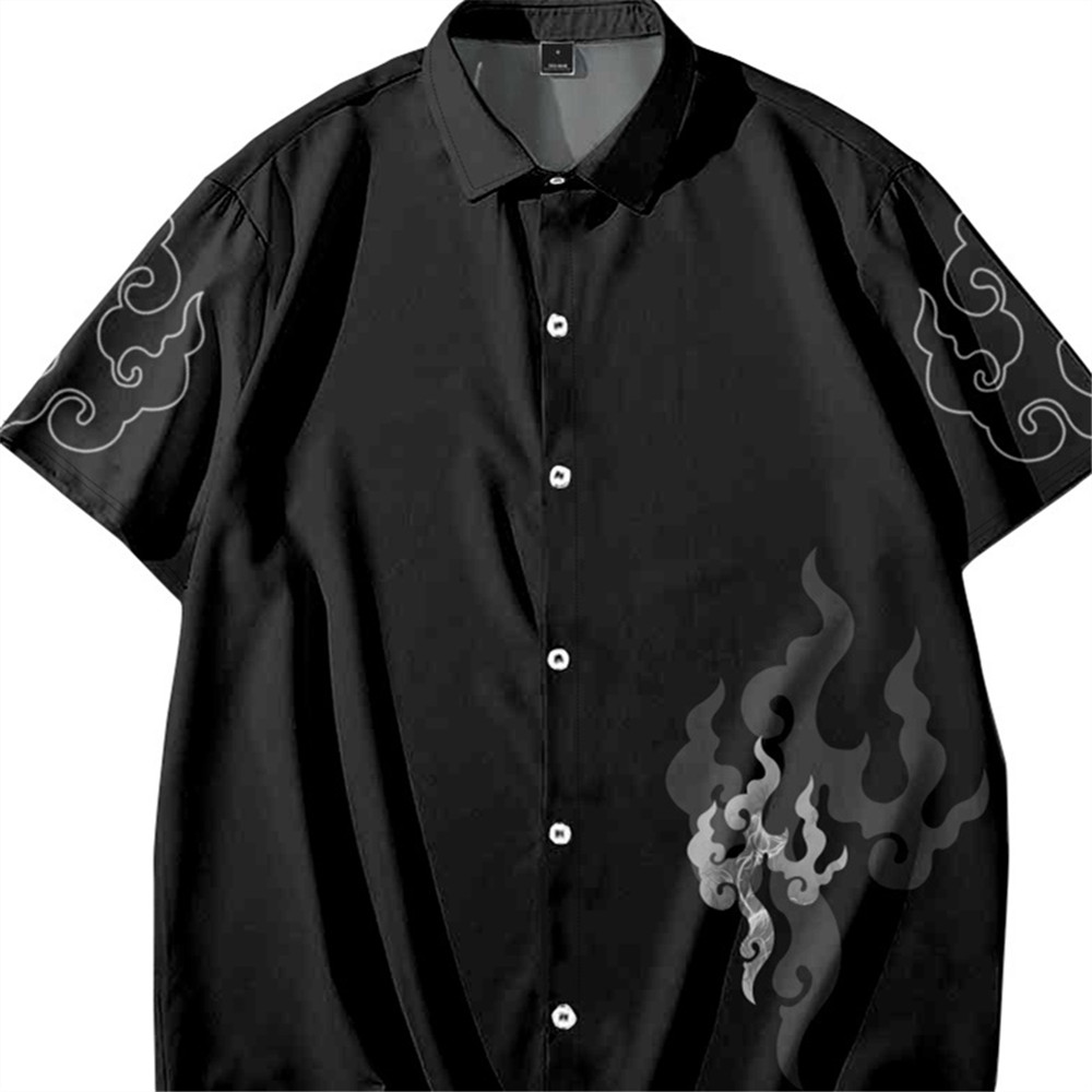 Mens clothing shirts men designer tops men's shirt new style summerShort sleeve shirt personality men casual beach top stand collar digital print