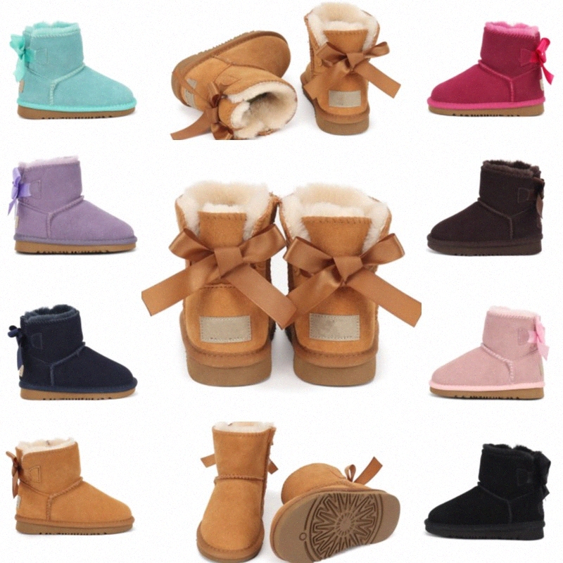 Kids Shoes Australian warm boots Toddlers mini half snow Boot With bows Girls bowknot shoe Children boys trainers Leather Footwear