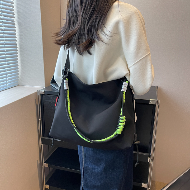 Evening Bags Lovers Beige Laptop Shoulder Bag Japanese Colored Elastic Rope Unisex Students Handbag Stylish Nylon Sweethearts Crossbody 230729