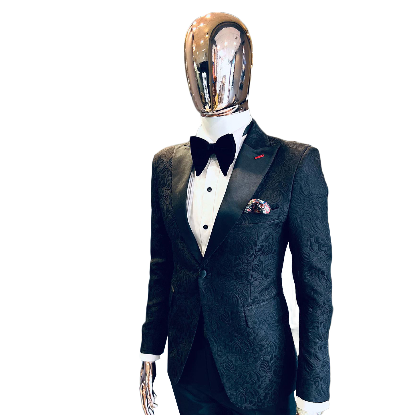 Exquisite 2 Pieces Wedding Tuxedos Men Suits Jacquard Weave Peaked Lapel One Button Customize Coat Black Pants Fashion Casual Prom Party Tailored