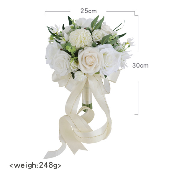 Bridal Bouquets Wedding Accessories Bridal Flowers 30*25/30*22cm Green with Ivory Handmade Flowers