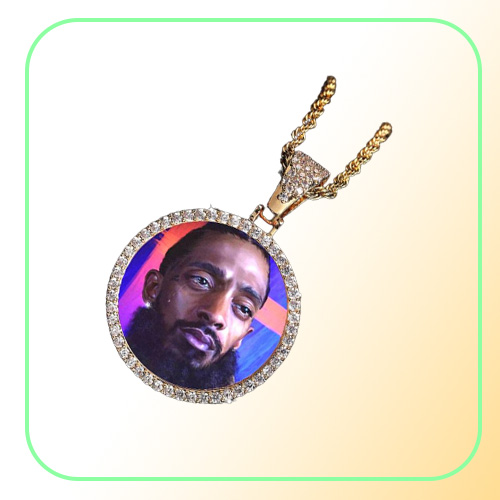 Hip Hop Solid core Iced Out Custom Picture Pendant Necklace with Rope Chain Charm Bling Jewelry For Men Women