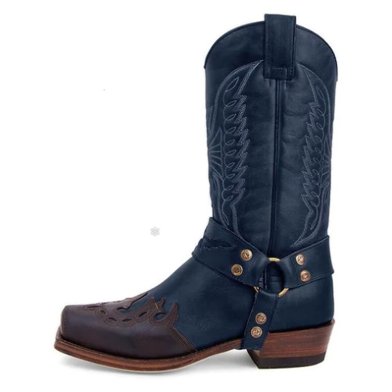 Boots Autumn Winter Women's Fashion Vintage Long Boots Causal Embroidery Leather Boots Low Heel West Cowboy Style Tall Boots Women 230729