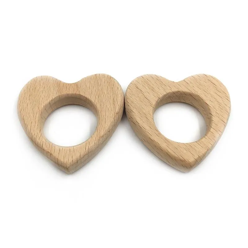 Hot Newborn Gift Baby Wood Teether Wooden Soother Heart Shape Teething Toy Organic Baby Toy Baby Pacify TeetherZZ