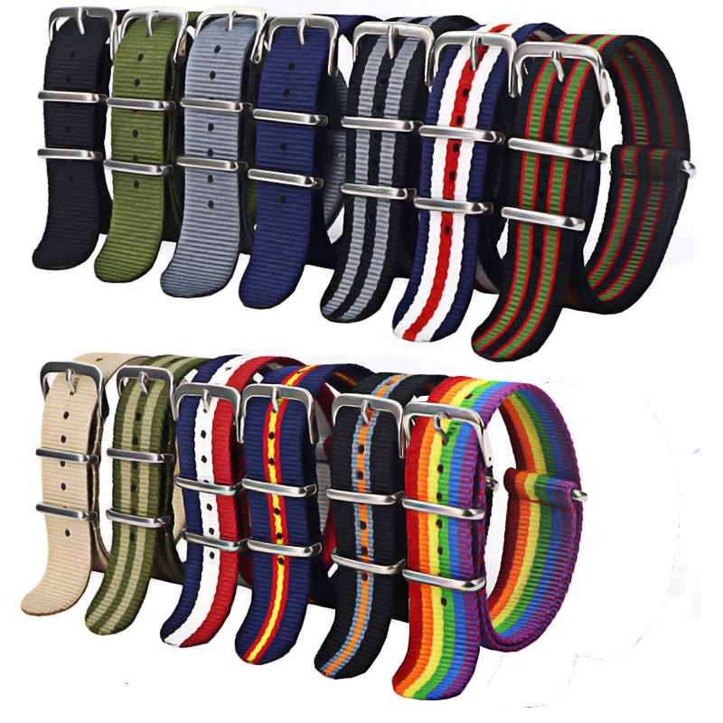 Watch Bands 1pcs Nylon strap 18mm 20mm 22mm Watch Band Waterproof Watch Strap for Nylon Army Sport Watch Drop Belt 230729