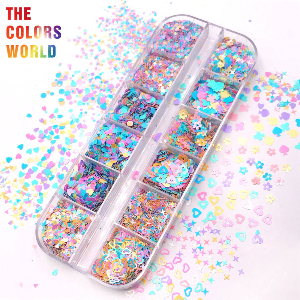 Nail Glitter TCT764 Lovely Kawaii MultiColored Nails Glitter Solvent Resistant Ultra Thin Glitter Confetti Glass Fabric Leather Makeup DIY 230729