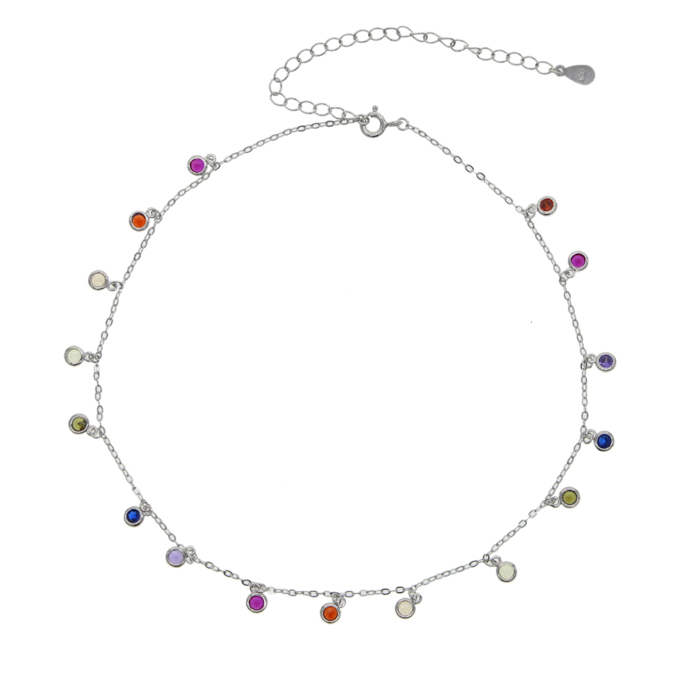 Strands Strings Rainbow Cz Simple Charm Delicate Women Girls Jewelry 925 Sterling Silver Statement Fine Choker Necklaces Classic 230729