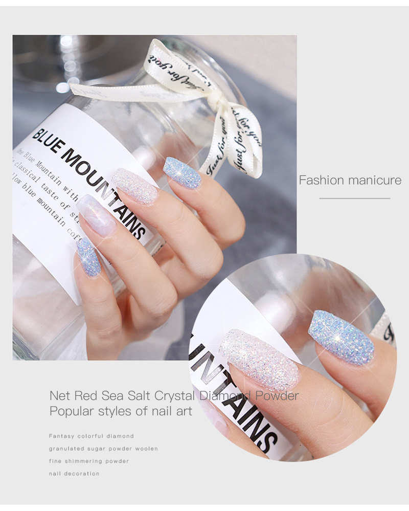 Nail Glitter 12PcsLot Sea Salt Diamond Crystal Powder 3gPc Nail Art Decorations Aurora Shiny Sugar Glitter Powder For Nails Decors Set #G9 230729
