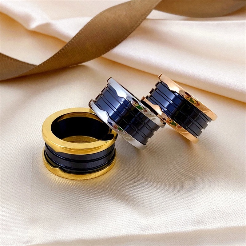 Wedding Rings VIP Jewelry Classic Ring Ceramics Stainless Steel Spring Wide Men Women High Quality Gold Couple Lover Gift 230729