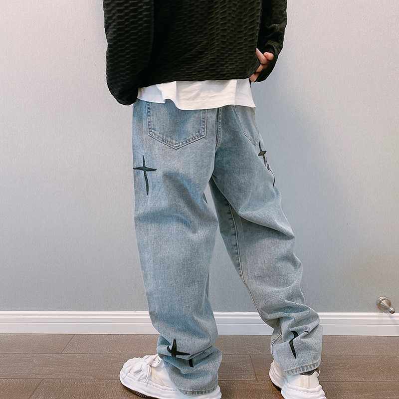 Mens Jeans Wide Leg Cargo Pants Streetwear Baggy men Jeans Spring Autumn Men Korean Fashion Loose Straight Male Clothing Black 230729