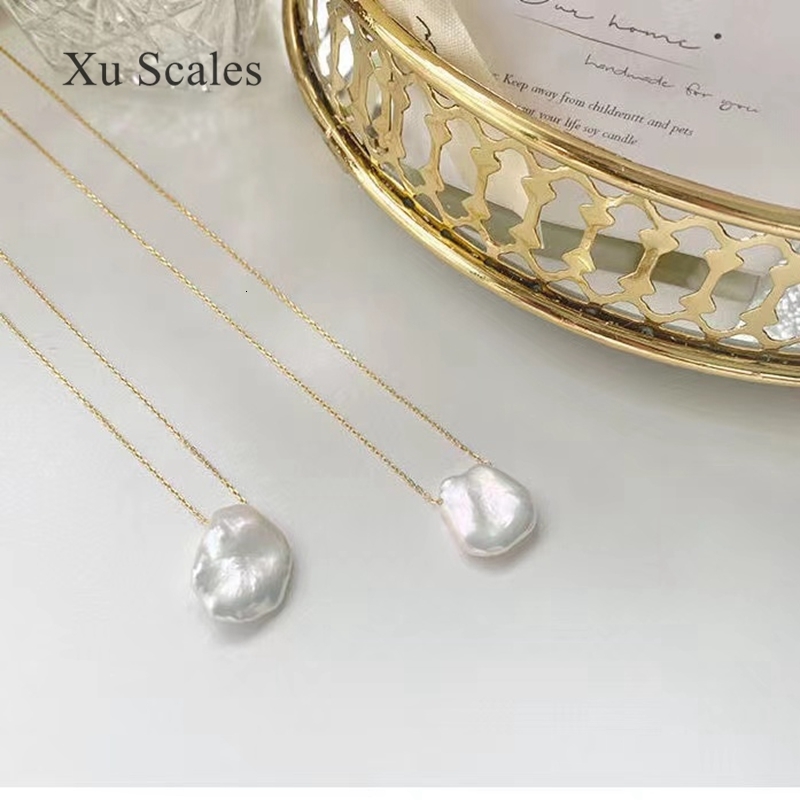 Strands Strings Natural Shaped Petal Baroque Pearl Pendant S925 Sterling Silver Chain Adjustable Length Temperament Fairy Clavicle Necklace Gift 23072