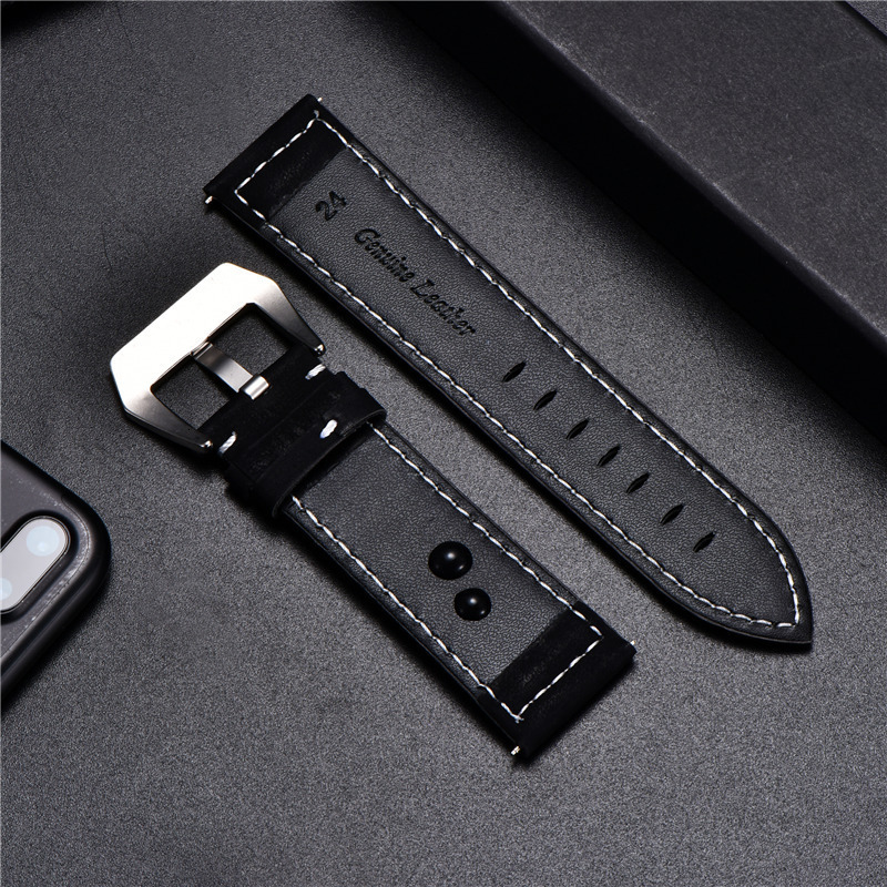 Watch Bands Style Vintage Leather Watchband 18mm 20mm 22mm 24mm Frosted Handmade Thick Line Strap Watch Accessories Band 7 colors 230729