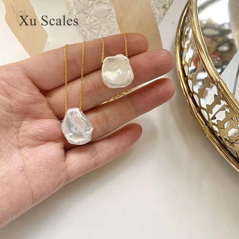 Strands Strings Natural Shaped Petal Baroque Pearl Pendant S925 Sterling Silver Chain Adjustable Length Temperament Fairy Clavicle Necklace Gift 23072