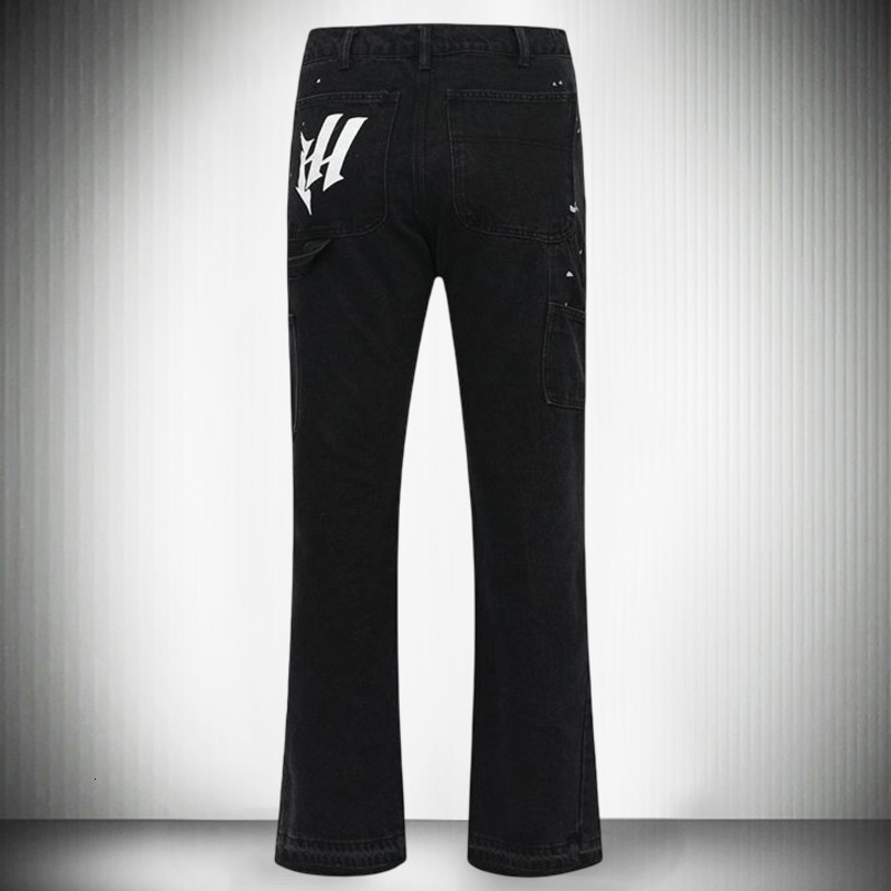 Mens Jeans High Street Jeans Splicing Contrasting Colors Jeans Black Punk Hip Hop Jeans Pants Streetwear Splicing Men Jeans Men Flare Jeans 230729