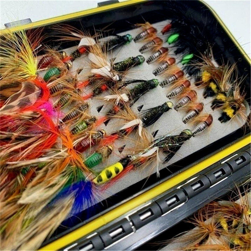 Baits Lures Trout Fly Fishing Flies Collection 32112Pcs Dry Wet Nymph Streamers Assortment with Box Flyfishing Kits 230729