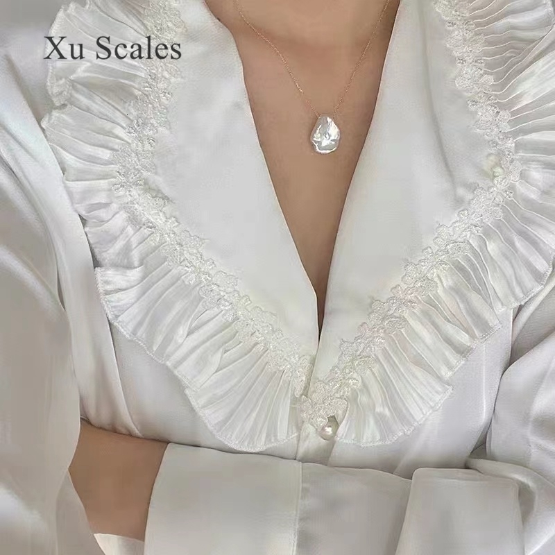 Strands Strings Natural Shaped Petal Baroque Pearl Pendant S925 Sterling Silver Chain Adjustable Length Temperament Fairy Clavicle Necklace Gift 23072