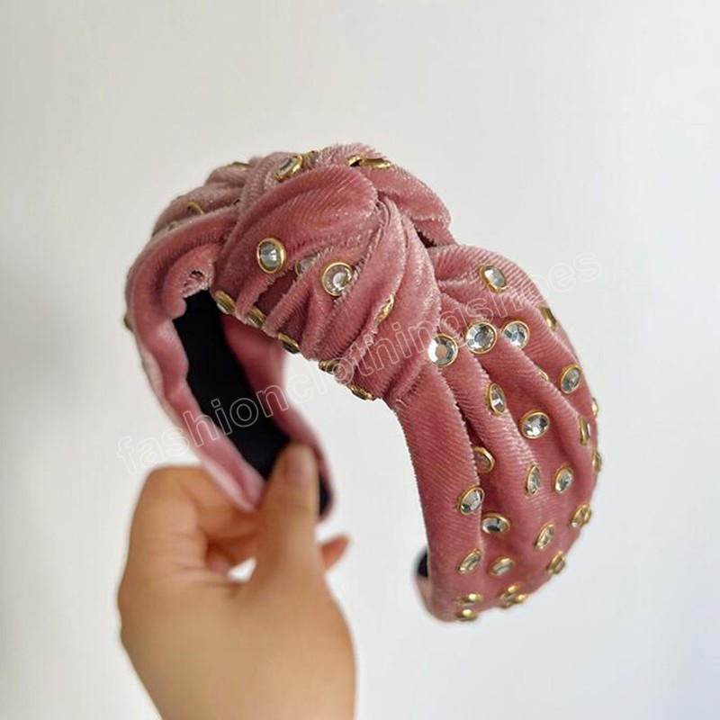 New Fashion Headband For Women Wide Side Velvet Turban Autumn Winter Shining Rhinestone Hair Accessories