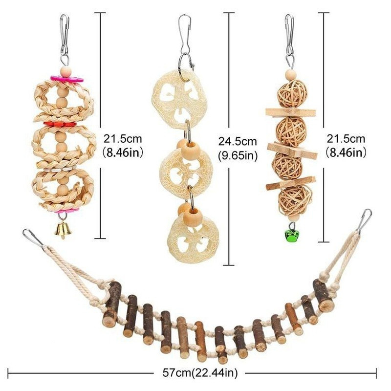 Other Bird Supplies 8PCS Set Combination Parrot Toys Wood Articles Bite Pet For Training Toy Swing Ball Bell Standing 230729