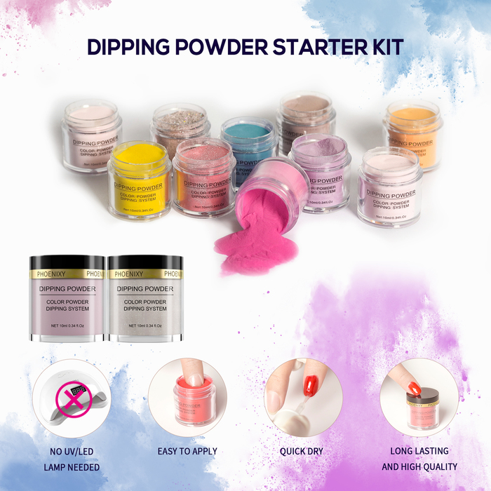 Nail Glitter 18Pc Dipping Nail Powder Set 10ml Glitter Powder No Need Lamp Cure Natural Dry Long Lasting Glitter Dust For Manicure Powder Kit 230729