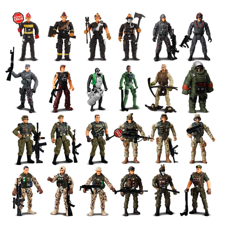 Action Toy Figures Army Men Special Forces Soldiers Fireman Engineer Action Figures Playset Military Weapon Modle Toys For Kid Boy Christmas Gifts 230