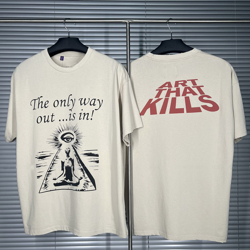 Men's T-shirts WAY OUT TEE vintage Tee Letter Printed Vintage Washed Loose Short Sleeve Fashion Casual Breathable High Street Tee