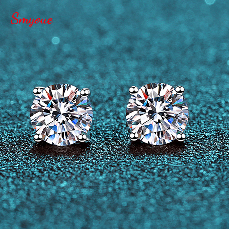 Stud Smyoue 0.1-3CT Test Passed Studs Earrings for Men Women S925 Silver Platinum Plated Bride Wedding Diamond Studs GRA 230729