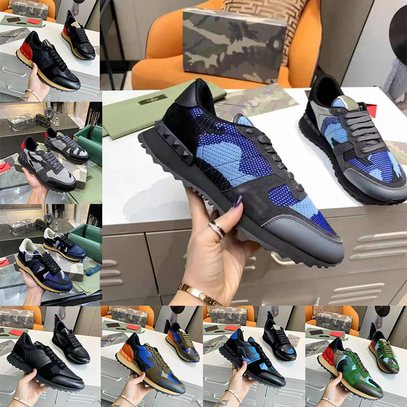 2023 Designer Brand Mens Shoes Rockrunner Camo Sneakers Platform Leather Camouflage Black Rubber Sole Vintage Dhgate Trainers Loafer 38-46
