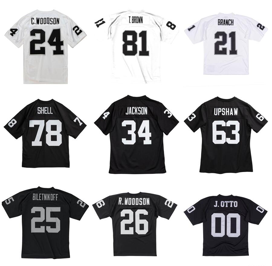 Stitched football Jersey 12 Ken Stabler 78 Shell 63 Upshaw 24 Brown 8 Guy 87 Casper 16 Blanda 34 Jackson 1976-2002 mesh retro Rugby jerseys Men Youth S-6XL