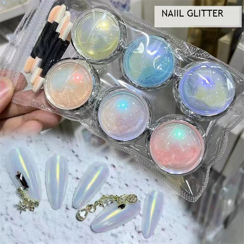 Nail Glitter Aurora Mirror Nail Glitter Powder Rubbing Dust Pigment Chrome Iridescent Holographic Nail Art Decorations for Manicure 230729