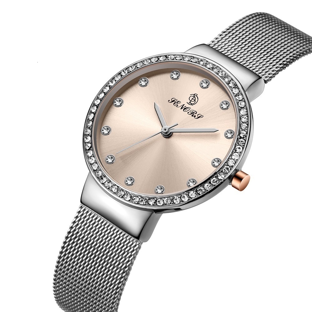 Wristwatches Creative Diamond Ladies Quartz WristWatch Stainless Steel Mesh Band Fashion Waterproof Exquisite Quartz Watches For Womens 230729