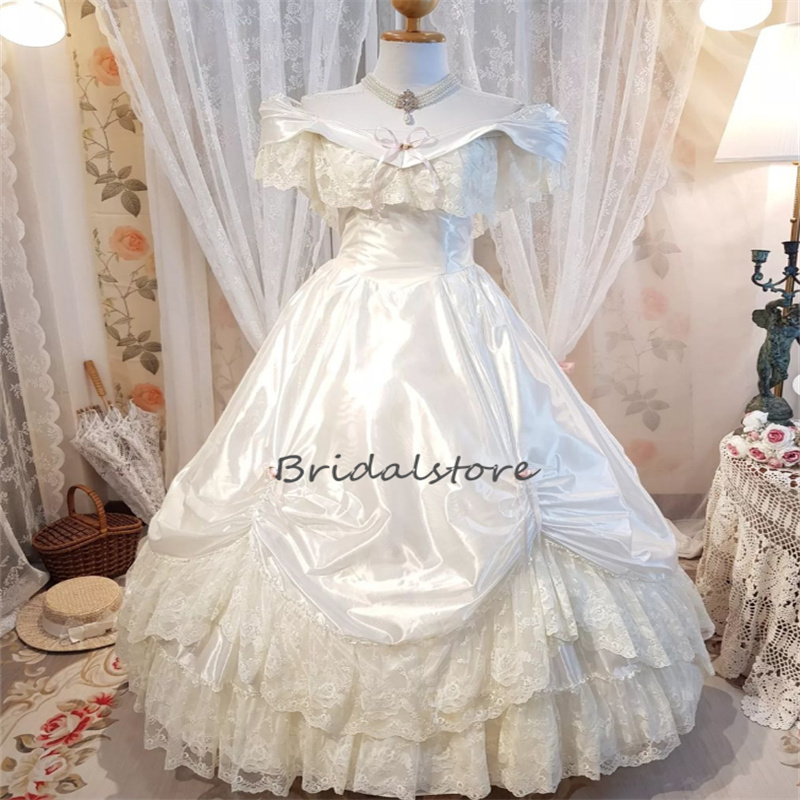 Victorian Fairy Ivory Wedding Dress Gothic Renaissance Medieval Castle Bride Dress 2023 Costume Cosplay Formal Occasion Vestidos De Novia hippie Robes