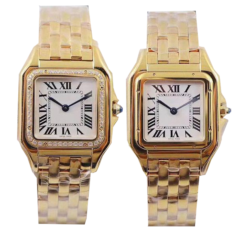 NEW Wristwatches Rectangular Womens Couple Gold Watches High Quality Panthere 22 27mm Square Watch Gift Classic Sapphire Waterproof Sports Montre Luxe U1 Gold