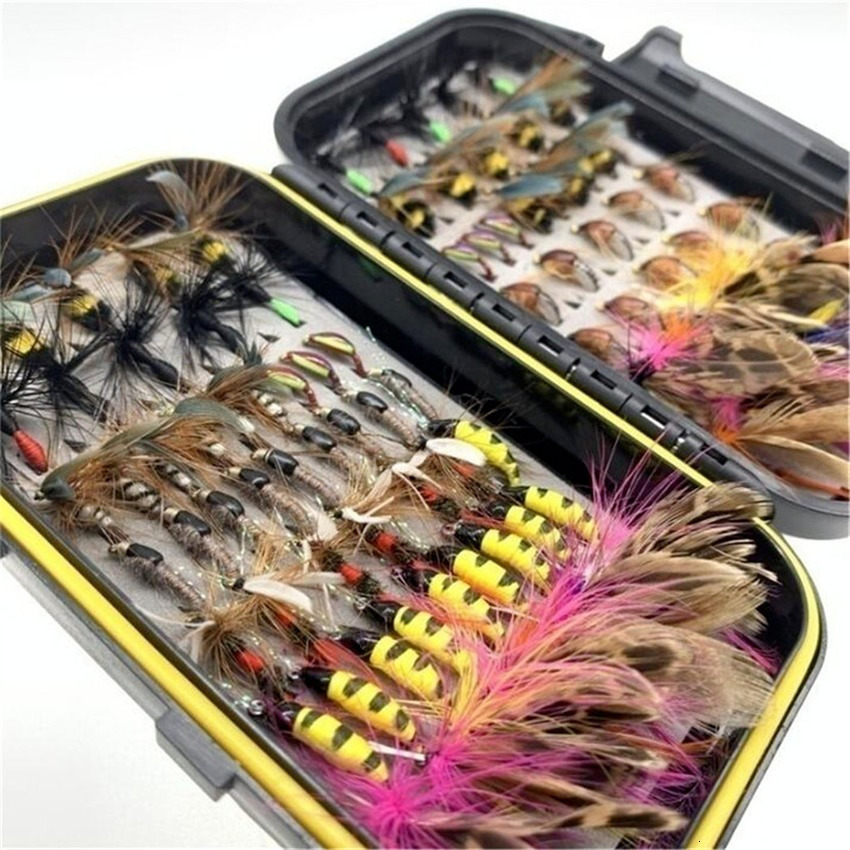 Baits Lures Trout Fly Fishing Flies Collection 32112Pcs Dry Wet Nymph Streamers Assortment with Box Flyfishing Kits 230729