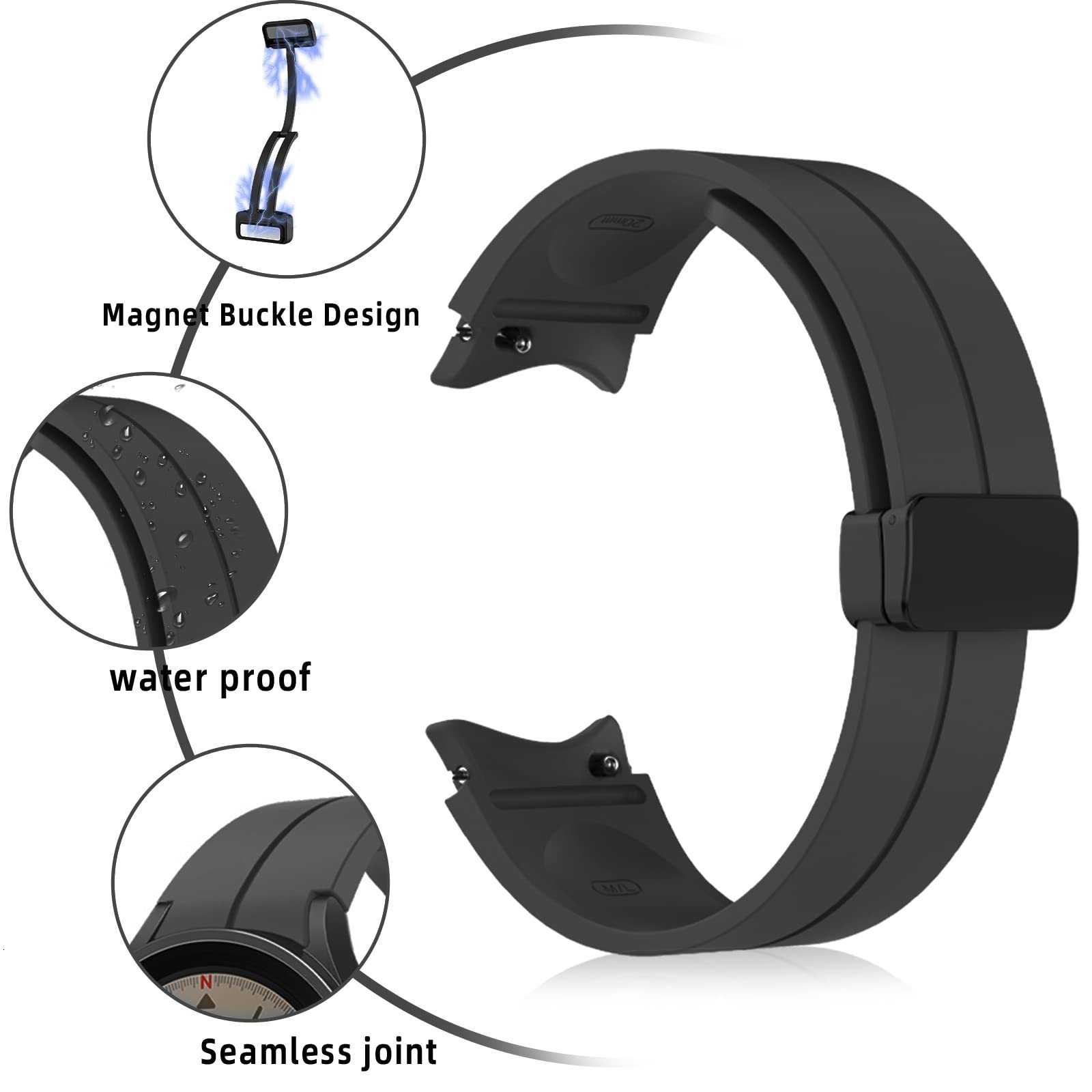 Watch Bands Original Silicone Strap for Galaxy Watch 54 44mm 40mm Watch5 Pro 45mm Magnetic Buckle Band Watch 4 Classic 42mm 46mm 230729