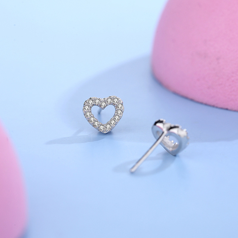 Women's Peach Heart Design Diamond Studs - Handcrafted in 18K Gold Plate Over S925 Sterling Silver