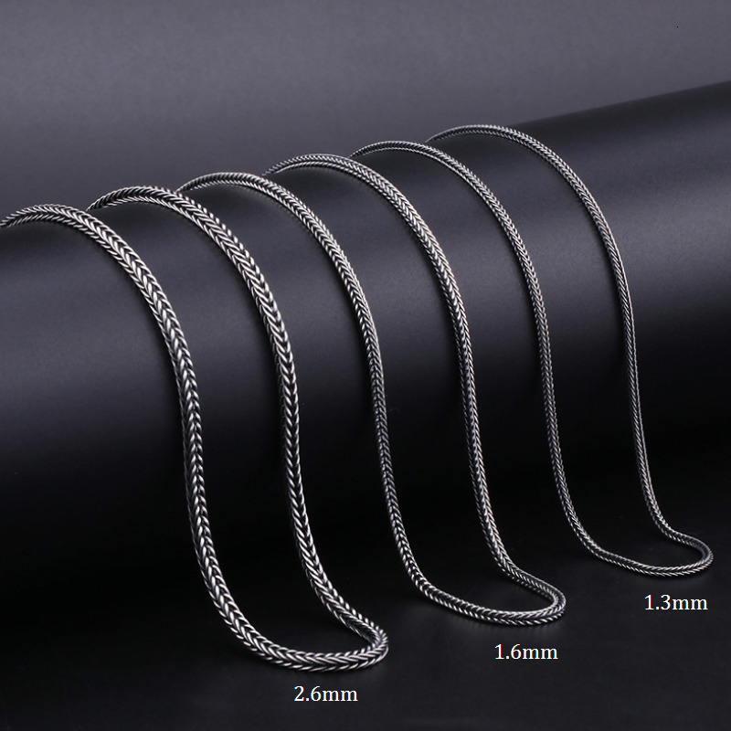 Strands Strings Real S925 Sterling Silver 925 Classics Weave Tail Chopin Chain Personalized Necklace For Men Women Fine Jewelry Gift 230729bj - view 7