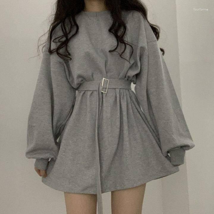 Women's Black Long Sleeve Mini Wrap Casual Gothic Goth Dress Streetwear Kpop Fashion Korean Style Haruku Polyester B4