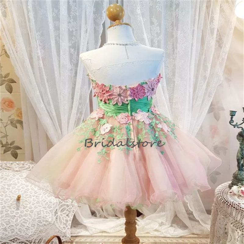 Cute Pink Flower Lace Prom Dress 2023 Sexy Strapless Short Cocktail Party Dresses Chic A Line Graduation Homecoming Party Gown Elegant Women Dinner Ce