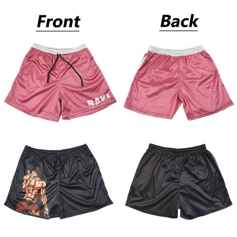 Men's Shorts Anime Baki Gym for Men Athletic Fitness Workout with Pockets Elastic Waist Quick Dry Bodybuilding Running Training 230729