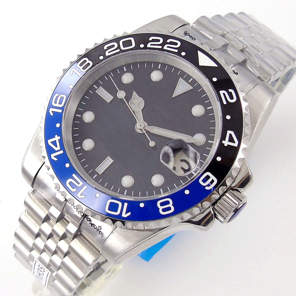 Other Watches BLIGER NH35A PT5000 MIYOTA Black Blue Green Insert Automatic Men Watch 40mm Brushed Steel Bracelet Date Luminous Sapphire Glass 230729