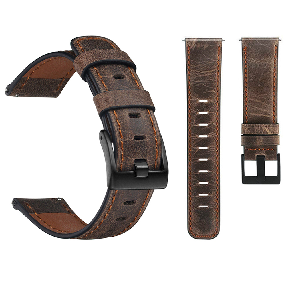 Watch Bands Vinatge Distressed Leather Strap For Huawei Watch GT 2 Bracelet For Galaxy Active 2 Amazfit Bip 20mm 22mm Watchbands 230729